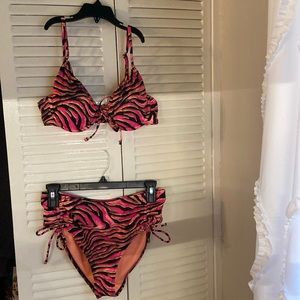 Salt + cove pink and black tiger print bikini
